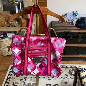 Coach Poppy Signature Pink Tote Silk